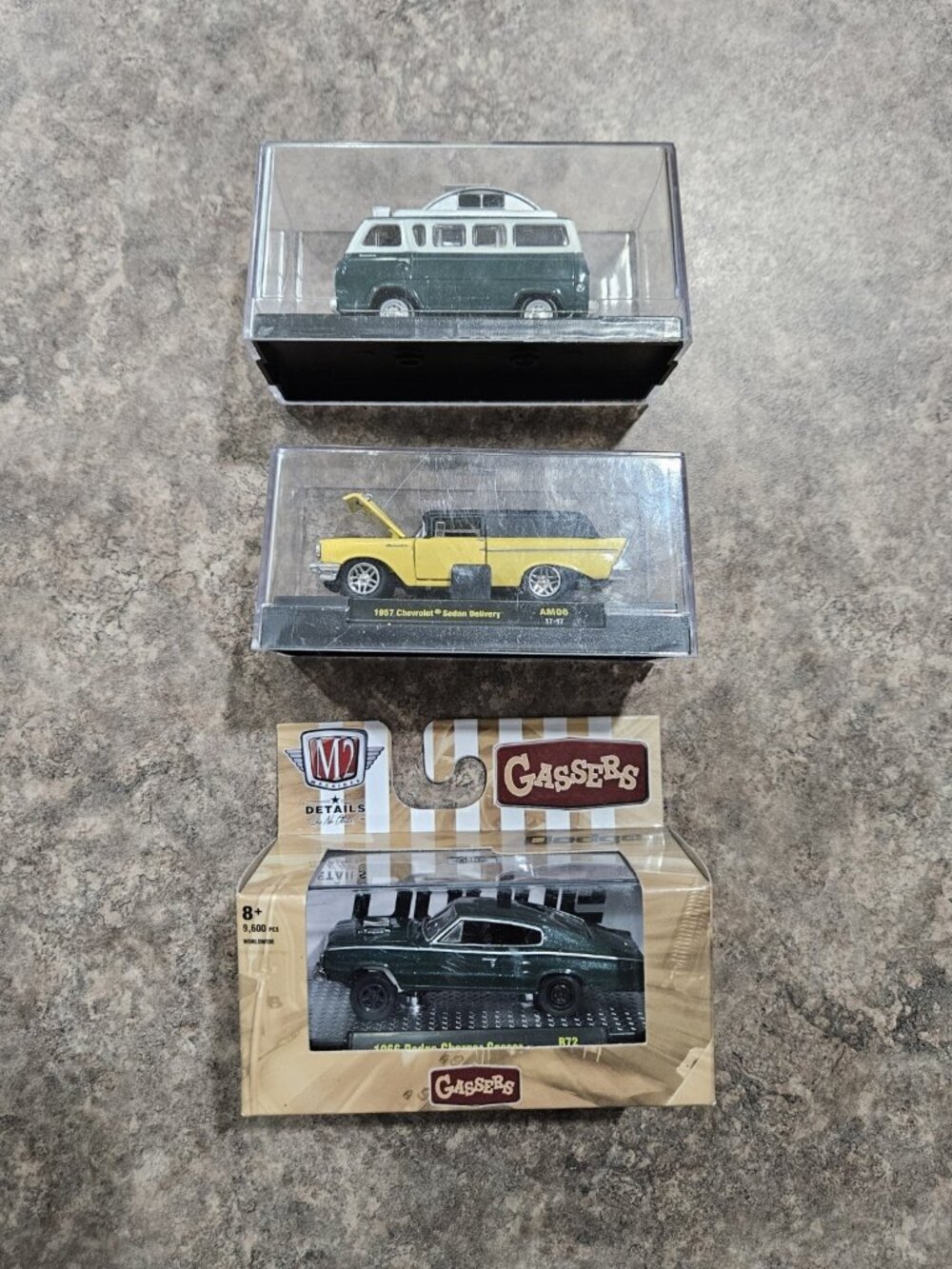 M2 Machines Collectible Diecast 3 Car Lot Charger Chevy Ford Camper